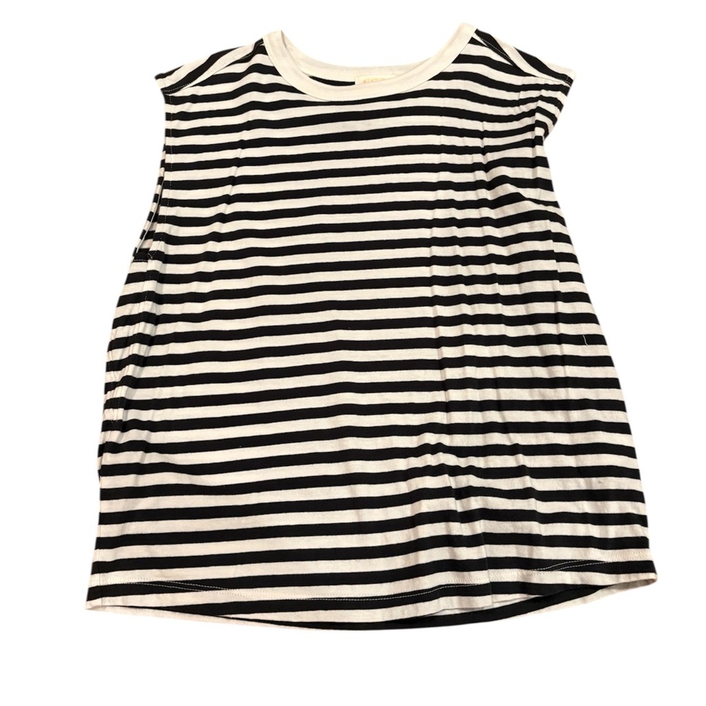Striped Black & White Muscle Tee - Classic Sleeveless Top